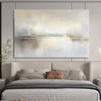 Golden Stripe Lake Abstract Painting with Subtle Elegance ABS295
