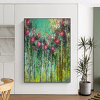 Vibrant Floral Abstract Painting for Lively Garden Cafes HENG456