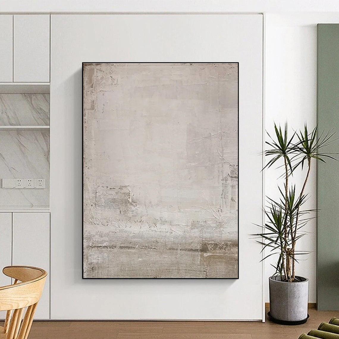 Minimalist Textured Gray Abstract Painting for Zen - Inspired Home Offices HENG055