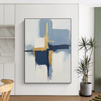 Blue Gold White Abstract Painting with Modern Elegance WINK566