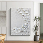 White - Gray Textured Line Art Abstract Painting for Modern Hallways HENG373