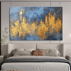 Blue and Gold Urban Abstract with Bold Textures Abstract Painting ABS313