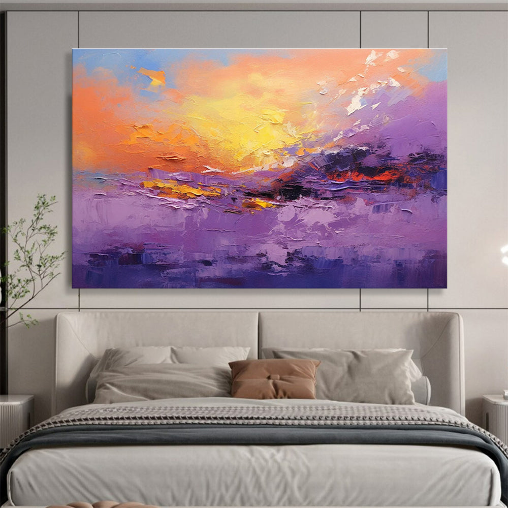 Purple Sunset Abstract Painting for Dreamy Spaces YHT083