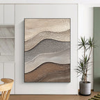 Multi - colored Wavy Textures Abstract Painting with Earthy Tones GAB0071