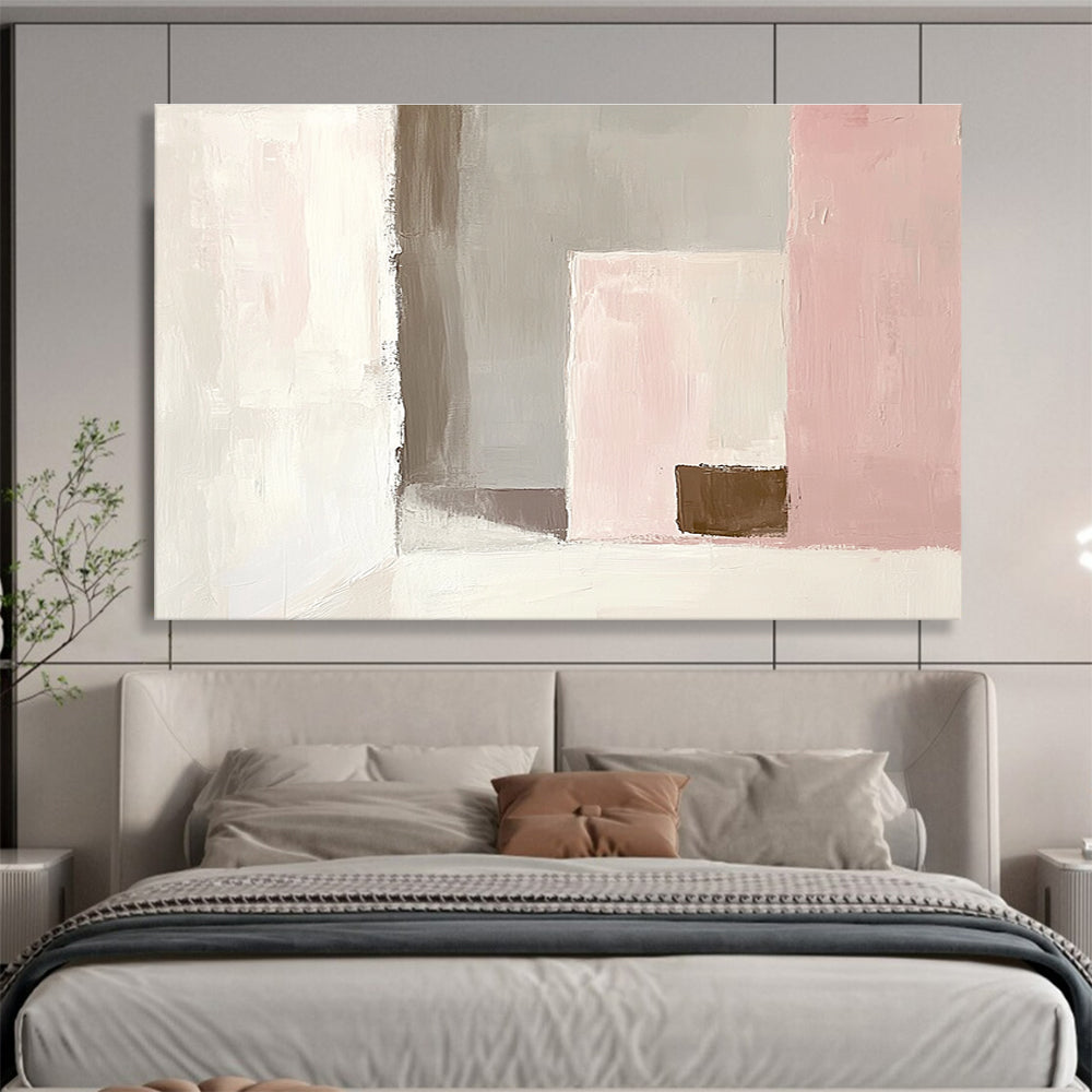 Pink and Brown Minimalist Abstract with Geometric Forms Abstract Painting ABS380