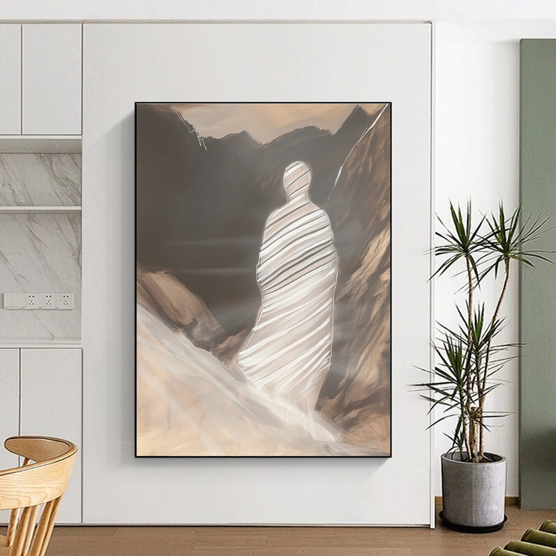 Figure in Mountainous Landscape - Mysterious Figurative Abstract Art GAB0427