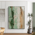 Green and Beige Textured Abstract Painting with Earthy Warmth WINK096