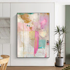 Pink and Gold Collage Luxe Mixed Media Abstract Painting GAB0251