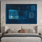 Dark Blue Abstract Forms Painting with Subtle, Mysterious Compositions ABS506