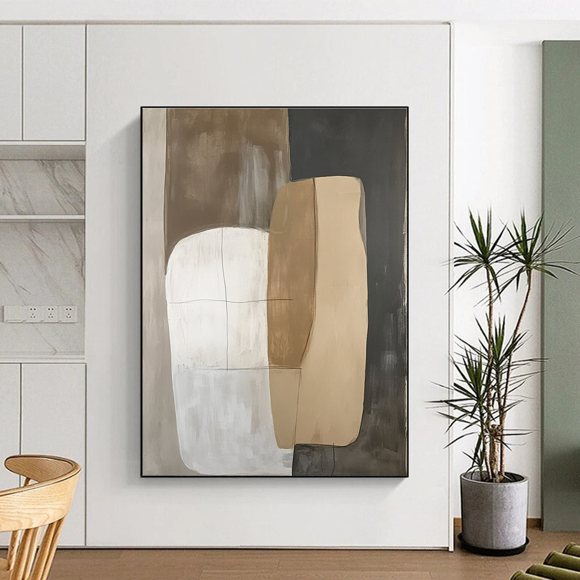 Neutral Color - Block Abstract Painting for Serene - Themed Living Rooms GAB0968