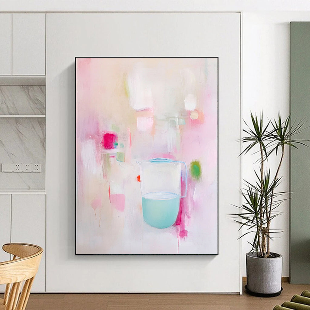 Pastel Pitcher Still Life Soft - Hued Abstract Painting GAB0357