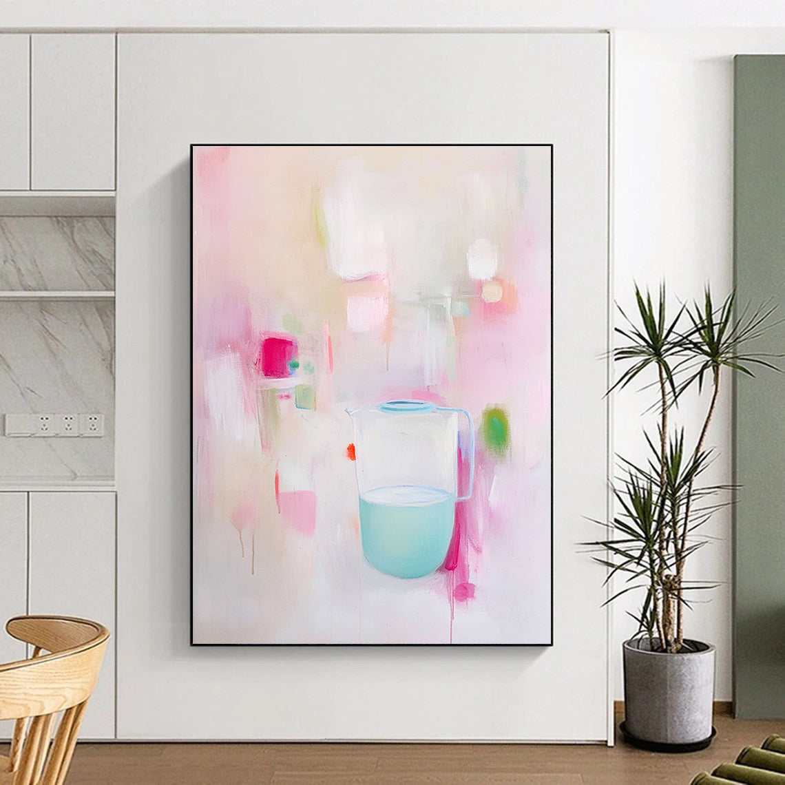 Pastel Pitcher Still Life Soft - Hued Abstract Painting GAB0357