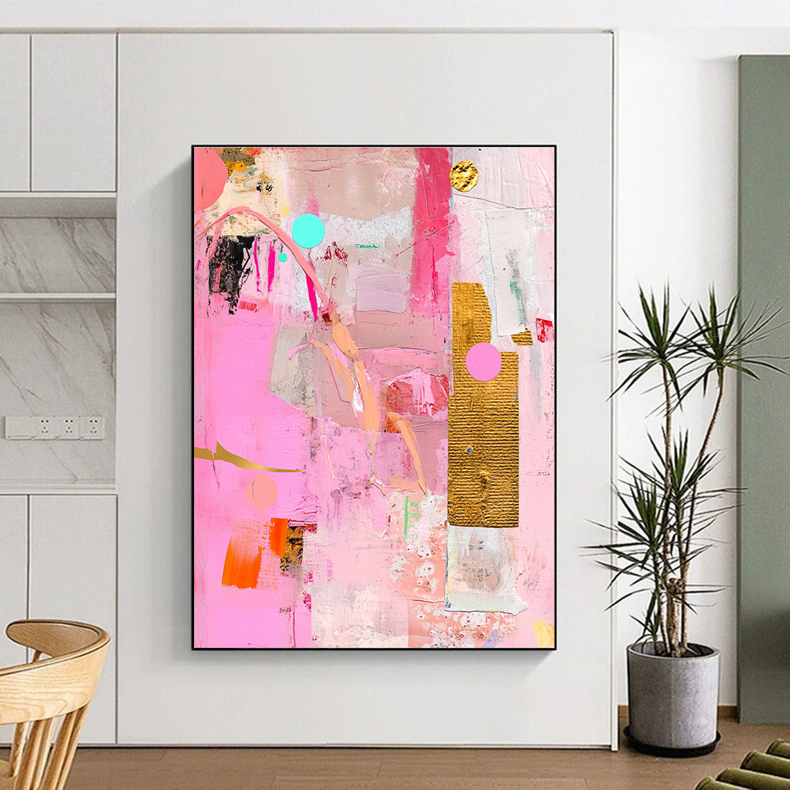 Eclectic Pink Collage Abstract Painting with Creative Fusion WINK257