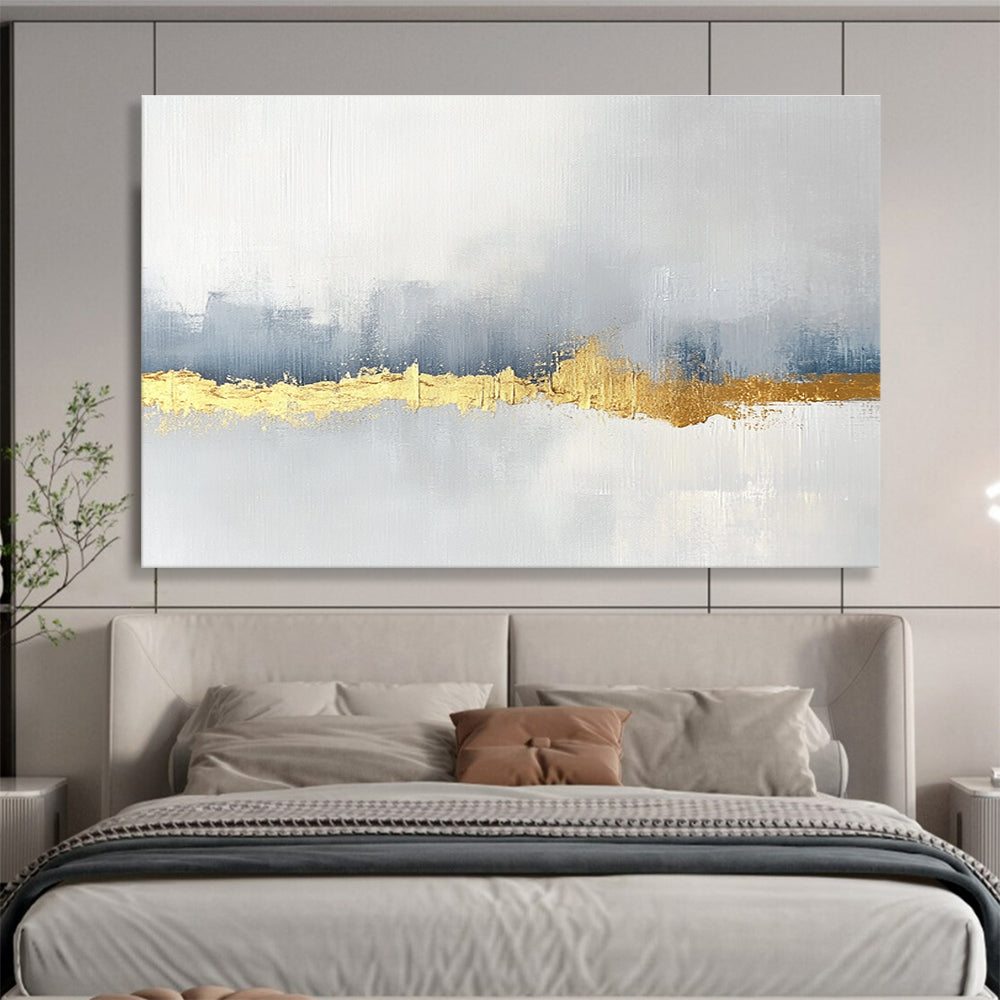 Elegant Gold - Accented Minimalist Abstract Painting with Subtle Textures ABS226