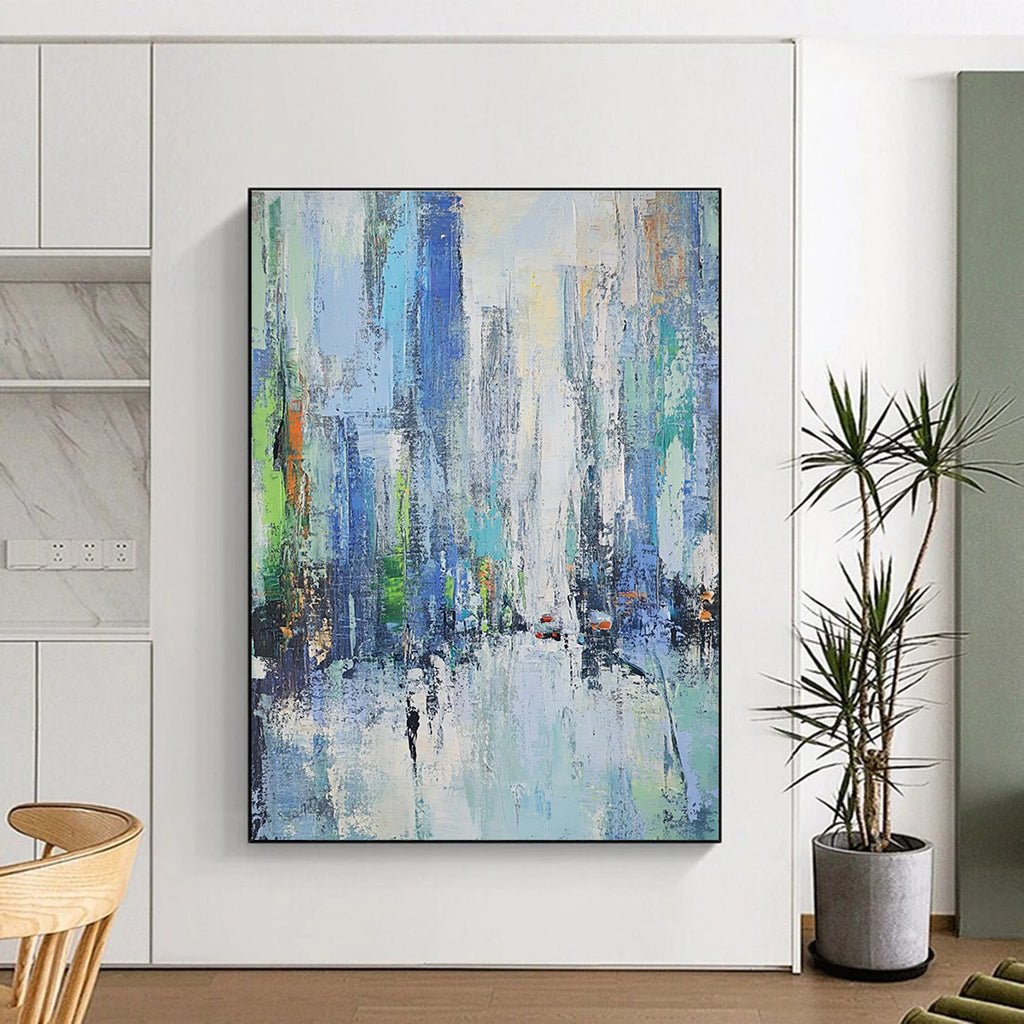 Colorful Abstract Cityscape Painting with Vibrant Energy WINK386