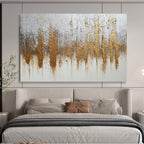 Silver and Gold Abstract with Textured Metallic Accents Abstract Painting ABS368