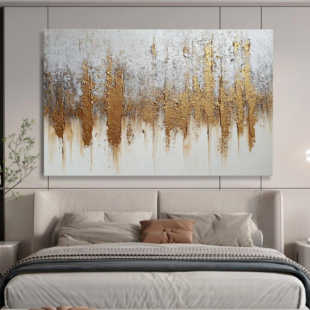 Silver and Gold Abstract with Textured Metallic Accents Abstract Painting ABS368