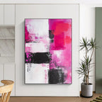 Pink - Black - White Abstract Painting with Feminine Edge WINK537