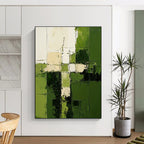 Green and White Abstraction - Geometric Abstract Painting GAB0618