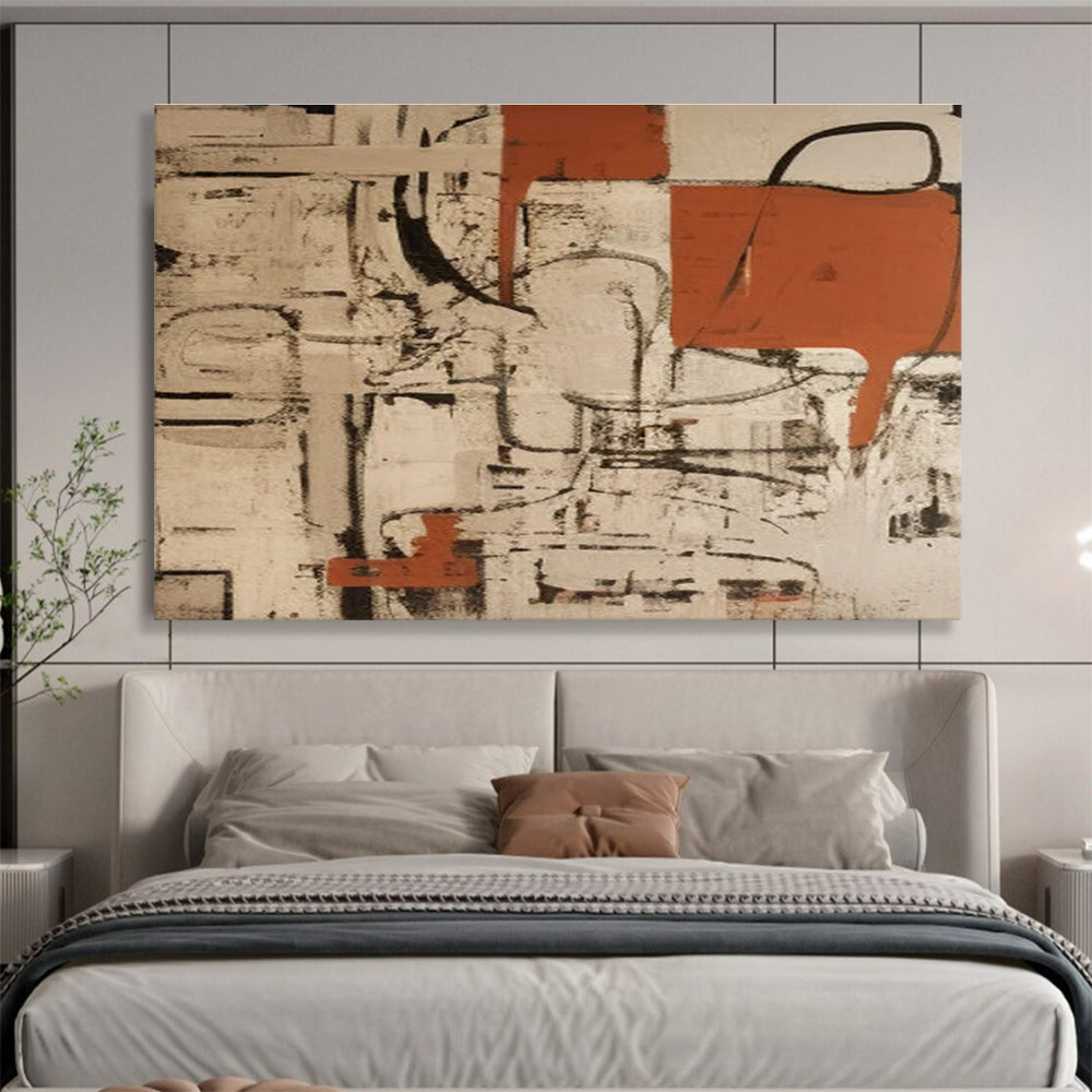 Red - Grey Abstract Painting for Bold Statements YHT098