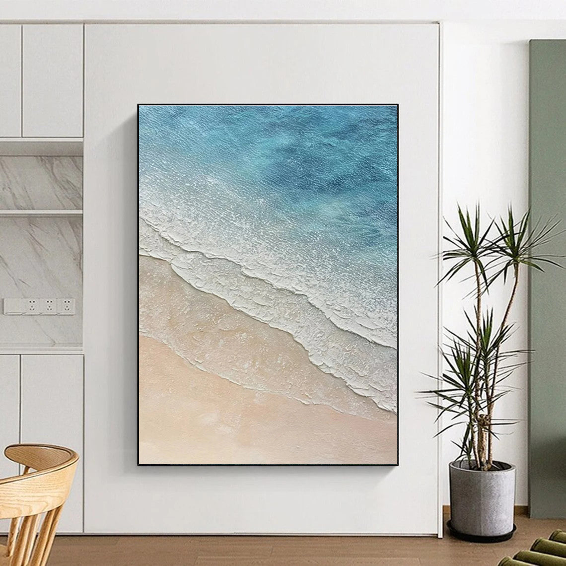 Aerial Beach Waves Abstract Painting for Tropical - Vibe Spaces HENG314