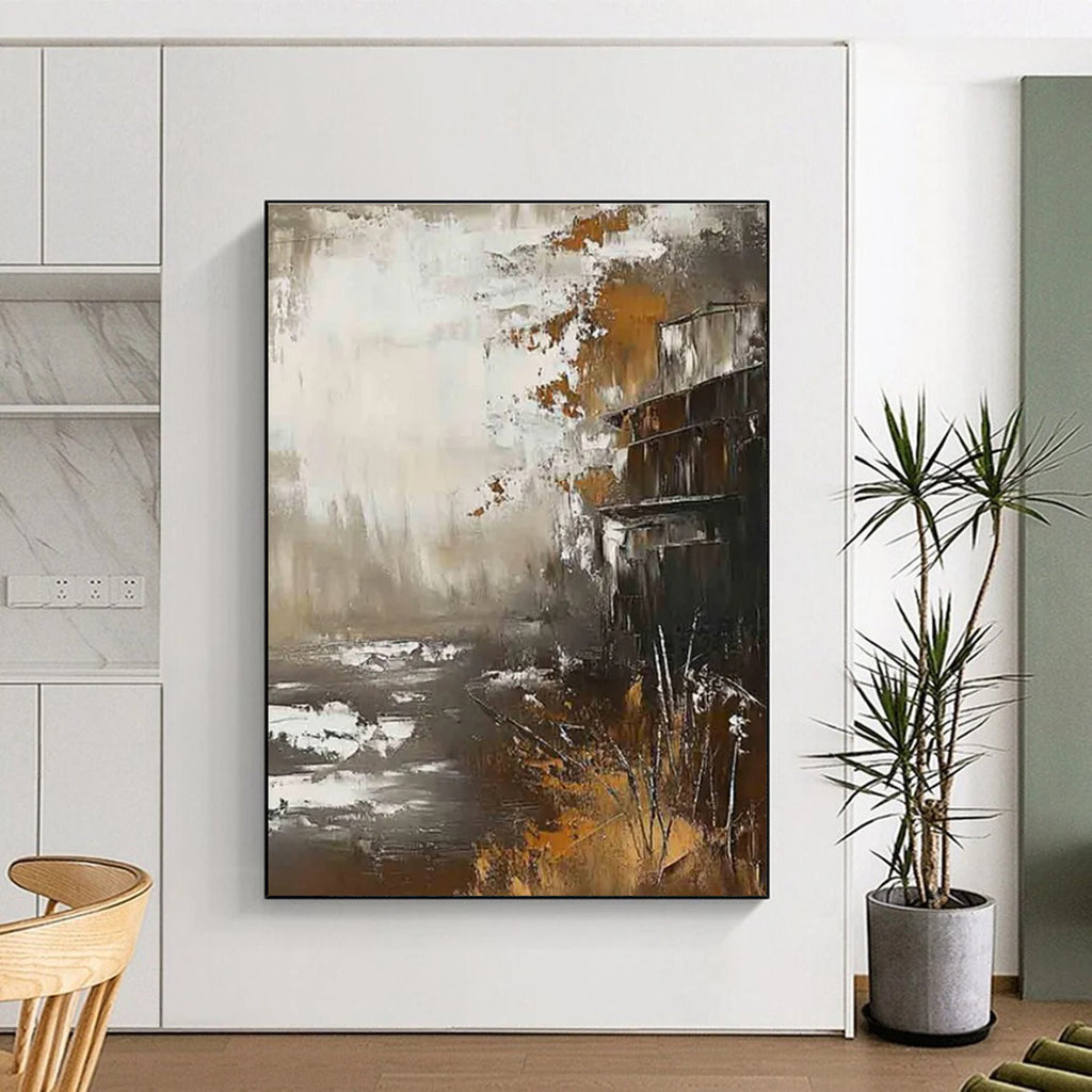 Abstract Landscape with Structure Painting for Industrial - Inspired Lounges HENG485