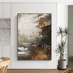 Abstract Landscape with Structure Painting for Industrial - Inspired Lounges HENG485