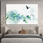 Watercolor Vine and Bird: Serene Nature’s Simplicity Abstract Painting ABS159