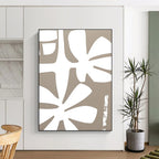 White Floral Shapes on Beige - Stylized Botanical Art GAB0401