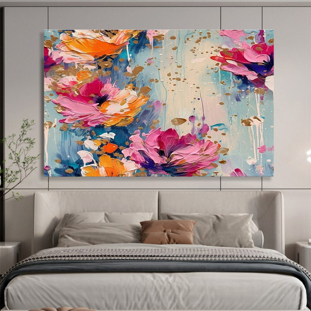 Textured Flower Bouquet Grace Abstract Painting for Elegant Home Offices YHT305