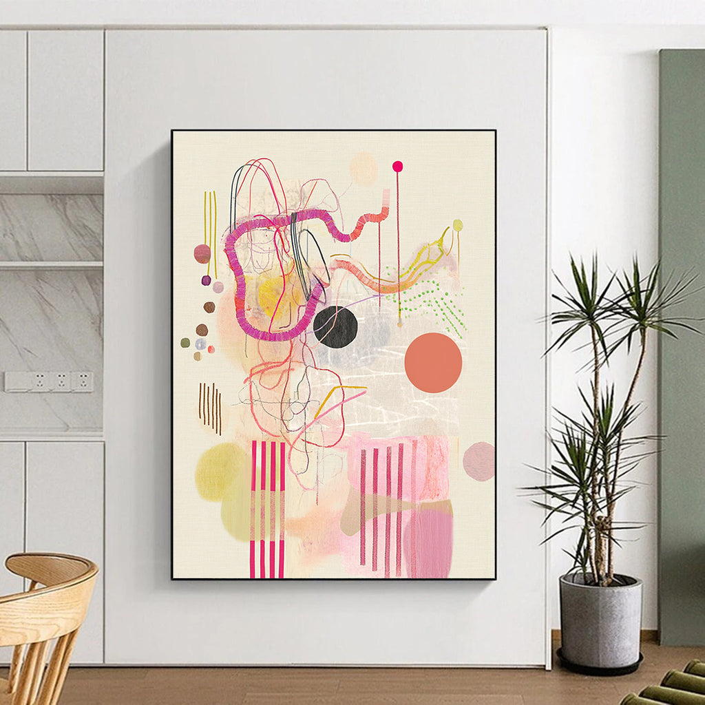 Playful Mixed - Media Abstract Painting for Eclectic Kids’ Playrooms GAB1258