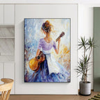 Guitar Girl Impressionistic Abstract Painting for Musical Spaces GAB1419