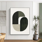 Green and Black Shapes Minimalist Abstract Painting GAB0337