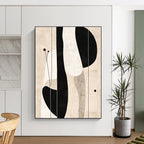 Black and White Abstract Shapes Abstract Painting for Monochrome Office Spaces GAB1372