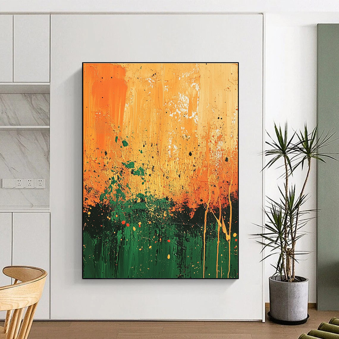 Splattered Field Abstract Painting with Playful Nature Energy WINK492