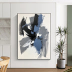 Gray Black and Blue Abstract Painting with Expressive Layers WINK824