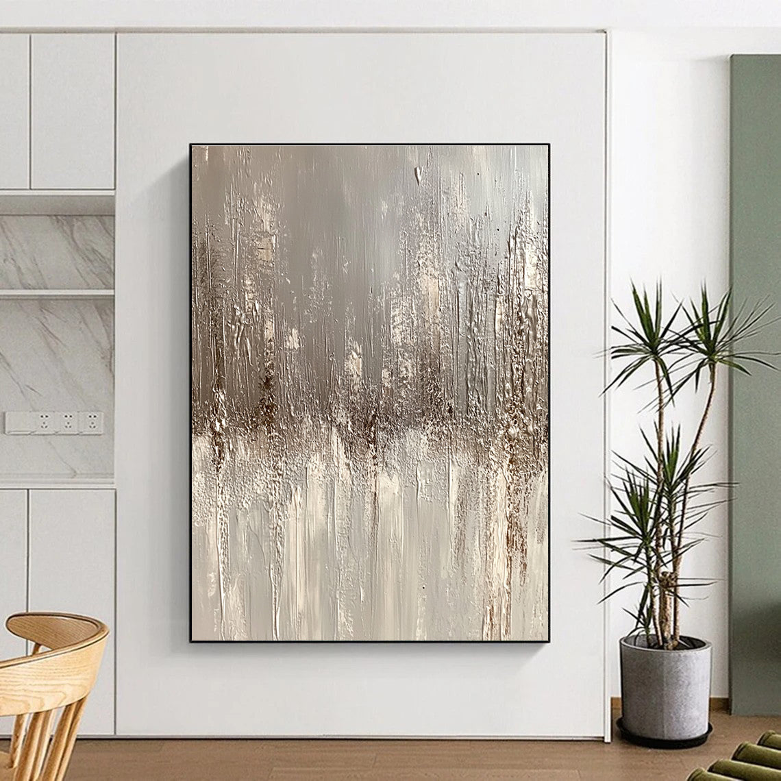 Textured Gray and White Abstract Painting with Subtle Depth WINK247