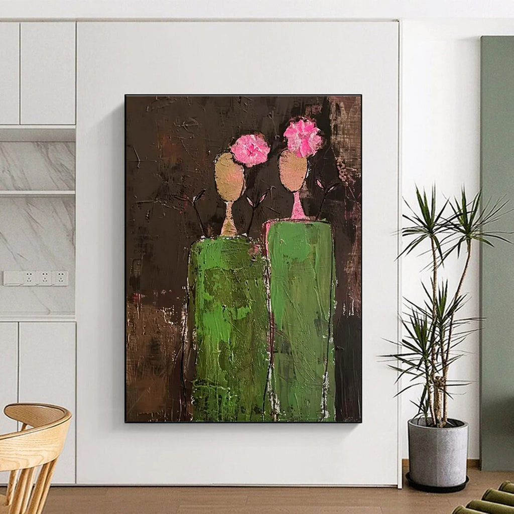 Flower - Head Figures Abstract Painting for Bohemian - Style Cafes HENG080