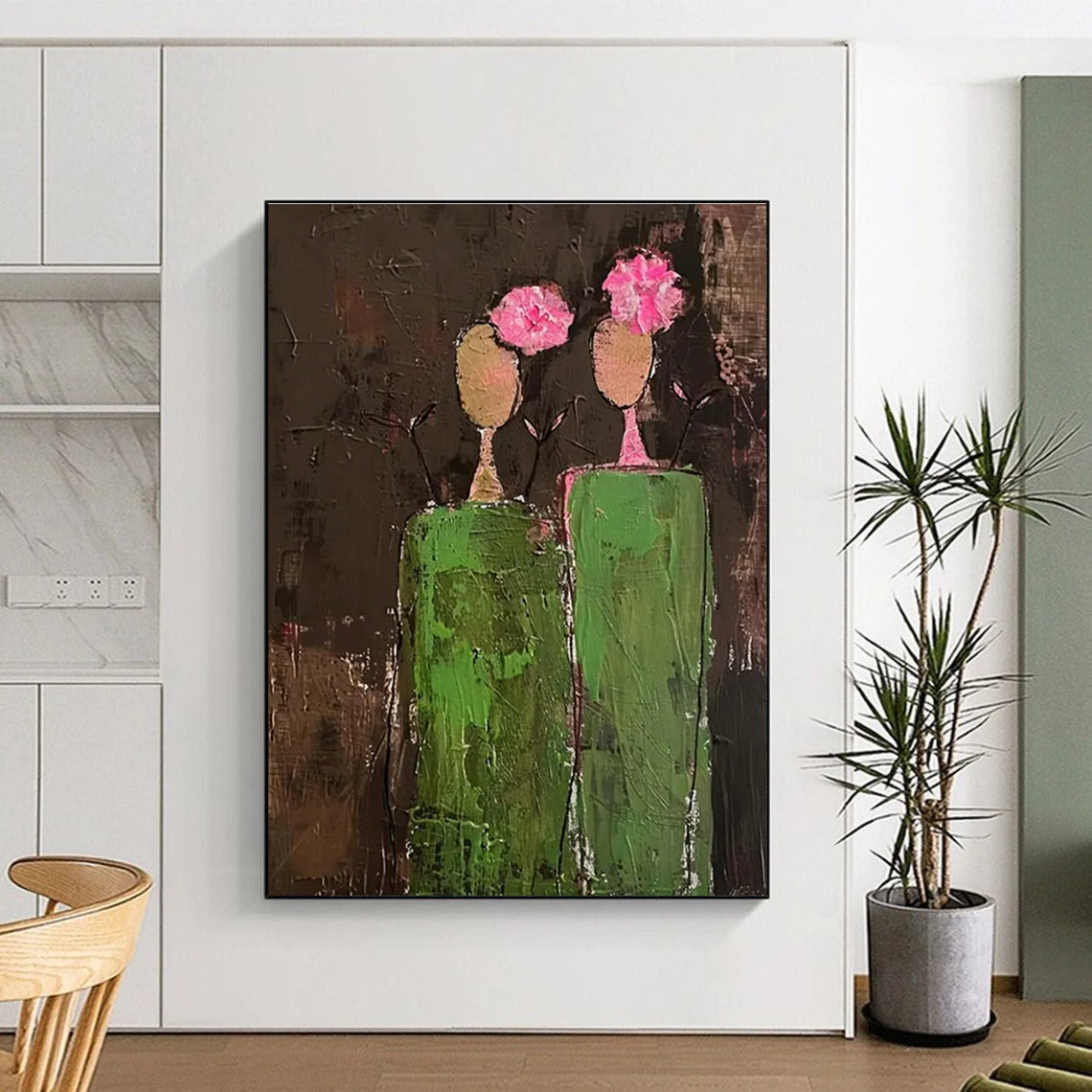 Flower - Head Figures Abstract Painting for Bohemian - Style Cafes HENG080