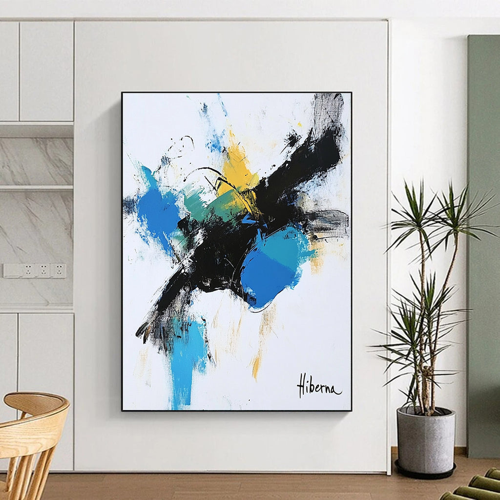 Bold Color Splash Abstract Painting of Energetic Expression GAB0198