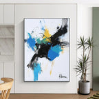 Bold Color Splash Abstract Painting of Energetic Expression GAB0198