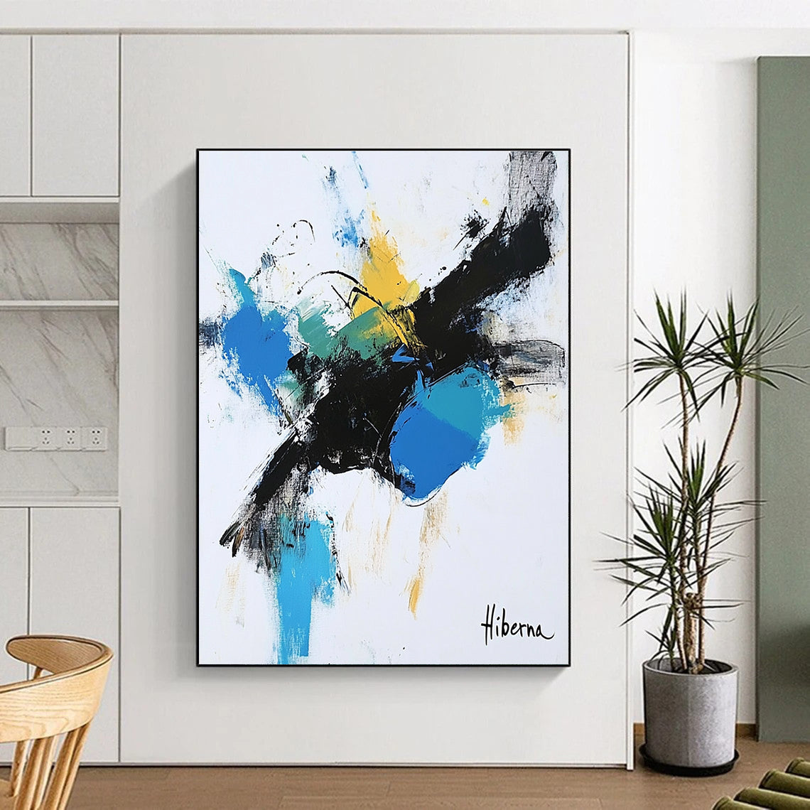 Bold Color Splash Abstract Painting of Energetic Expression GAB0198