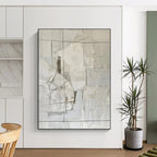 White Collage Abstract Painting for Modern Art Museum Installations HENG017