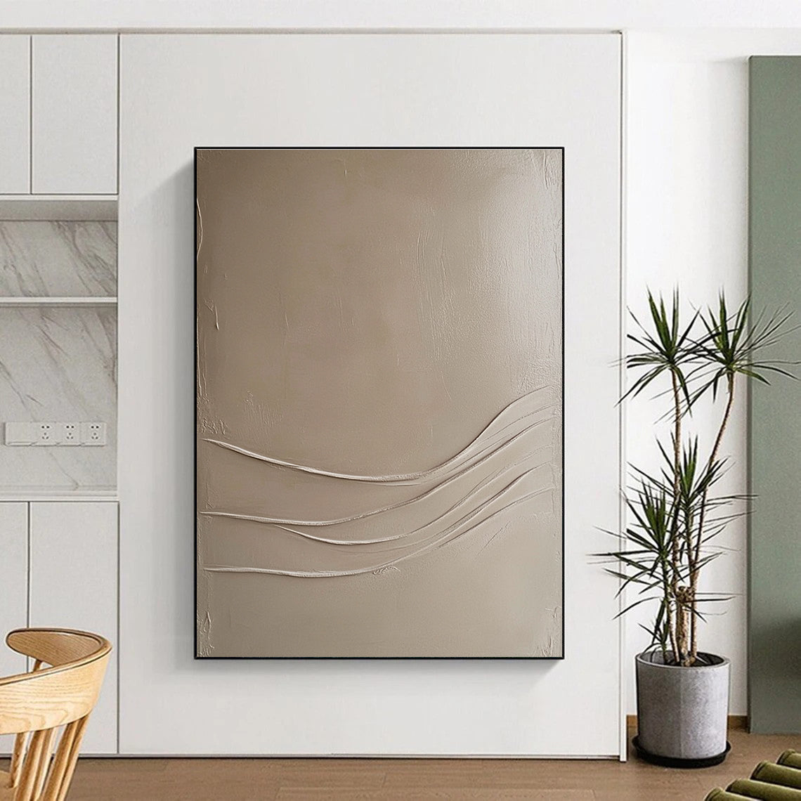 Beige Textured Abstract Painting for Minimalist Living Rooms GAB1032