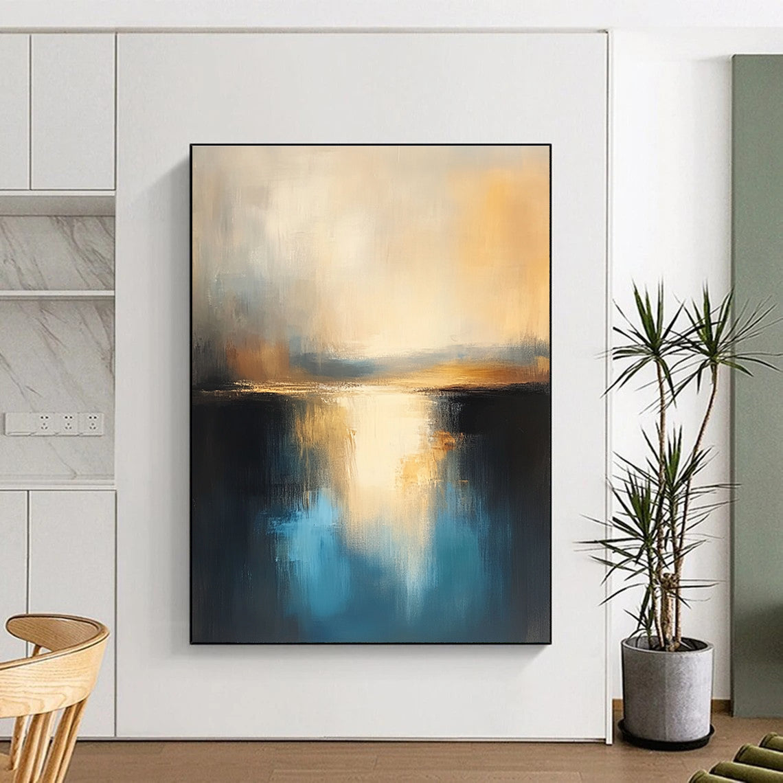 Reflective Horizon - Minimalist Landscape Abstract Painting GAB0629