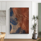 Brown - Blue Line Abstract Painting for Modern Living Rooms HENG120