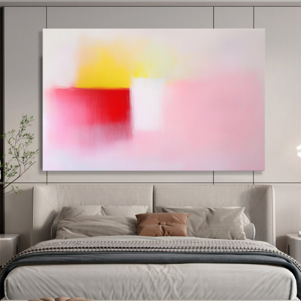 Soft Pink, Yellow and Red Abstract Painting with Gentle Warmth ABS410