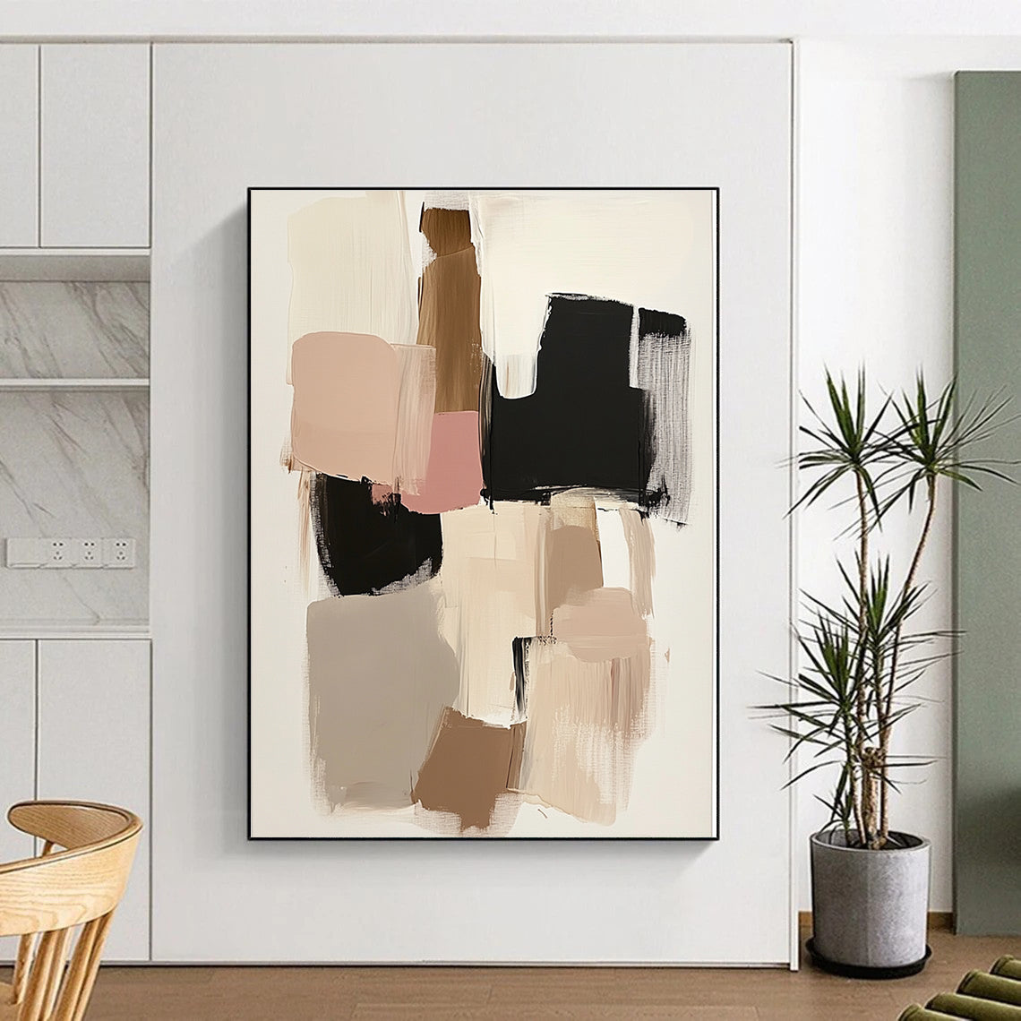 Neutral Color Blocks Abstract Painting with Subtle Harmony WINK480