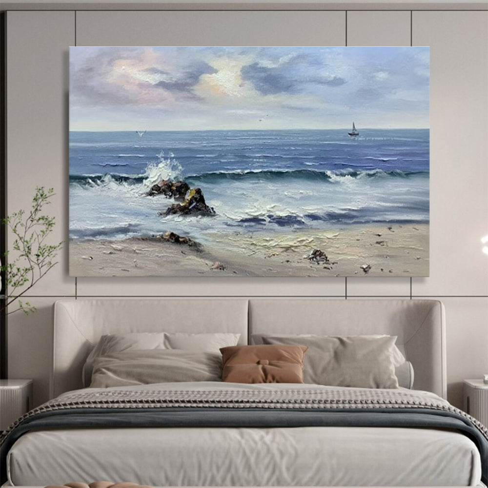 Seaside Serenity Abstract Painting for Coastal Living Rooms YHT190