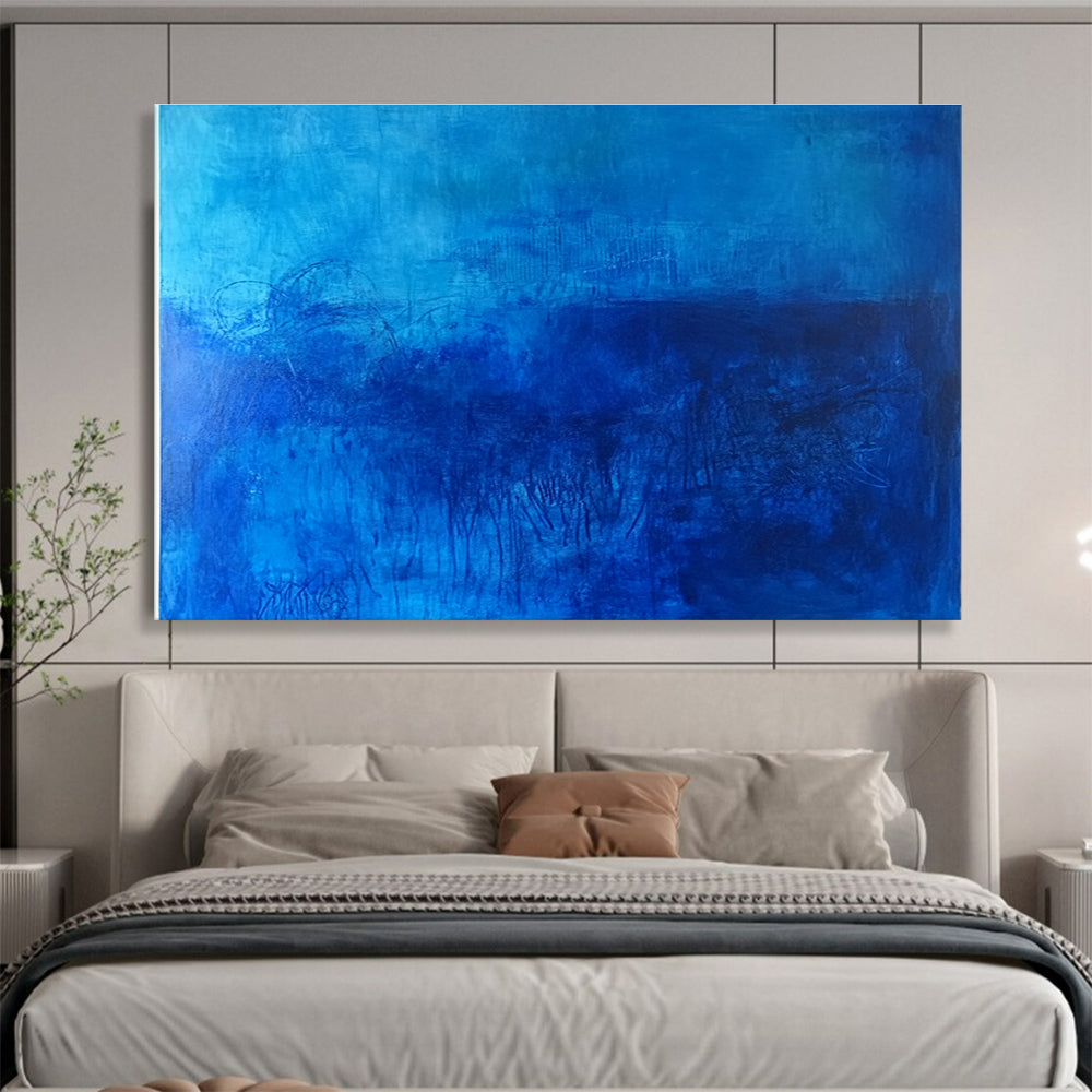Mysterious Monochromatic Blue Abstract Painting ABS197